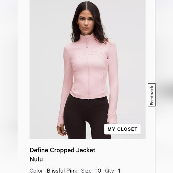 lululemon athletica Jackets & Blazers - lululemon Define Cropped Jacket Nulu Blissful Pink